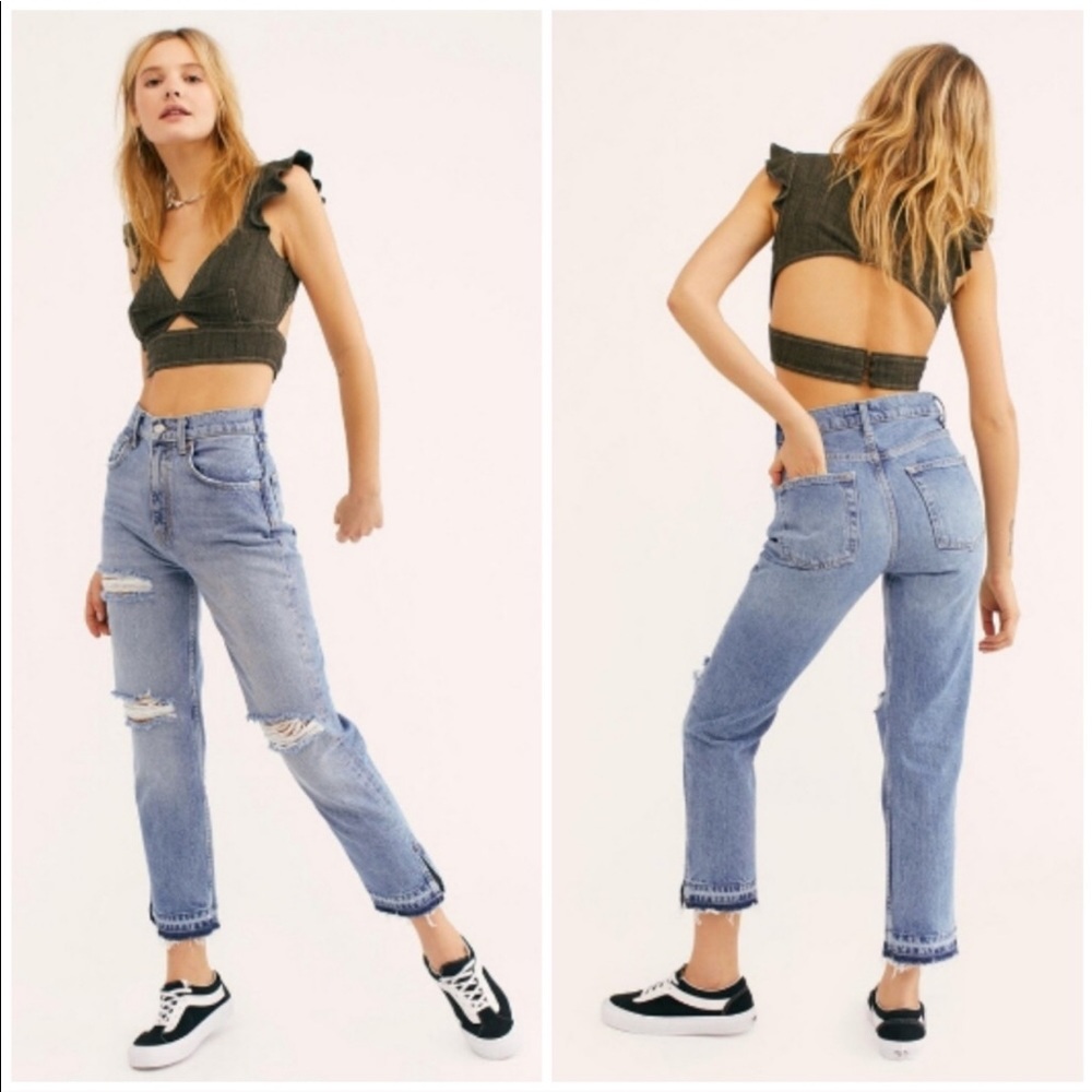 NEW Free People Lita Distressed Slim Leg Jeans 24